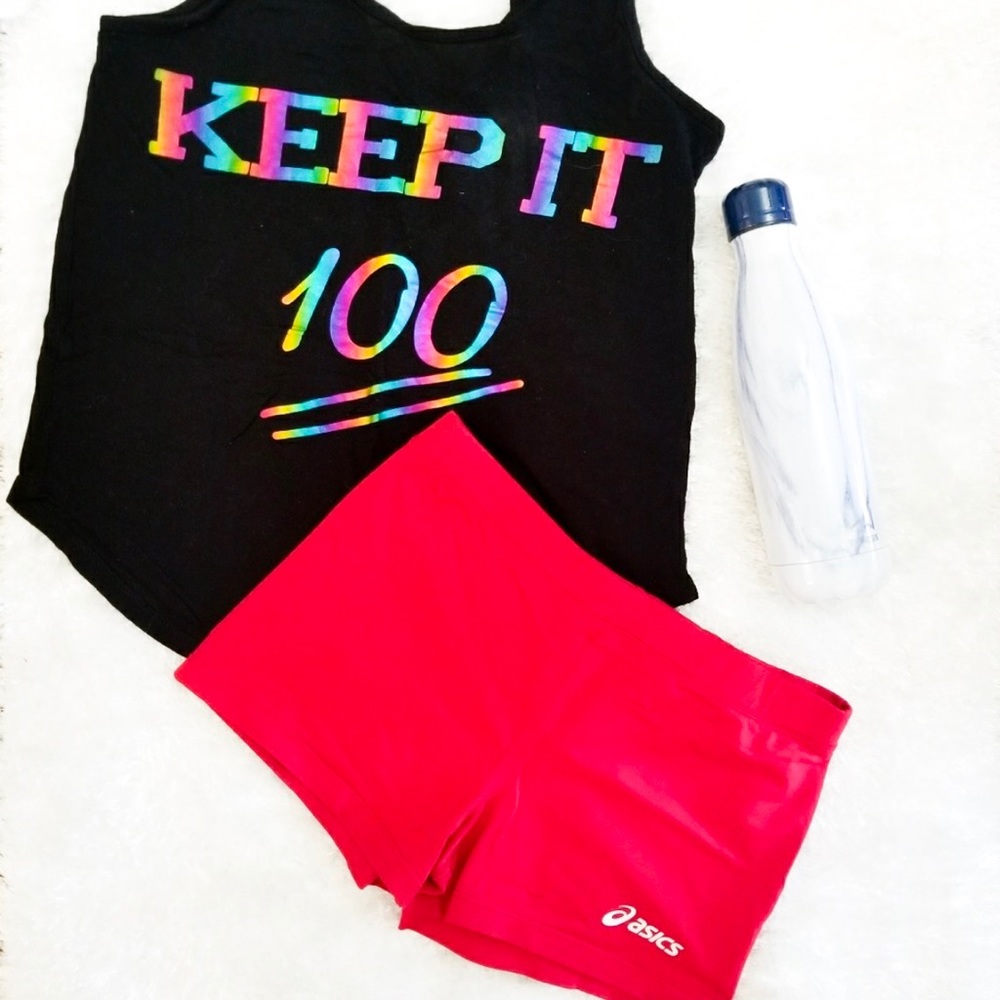 ASICS Red Stretchy Workout Tight shorts medium